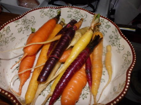 A rainbow of autumn carrots from the farmer's market at Union Square.
